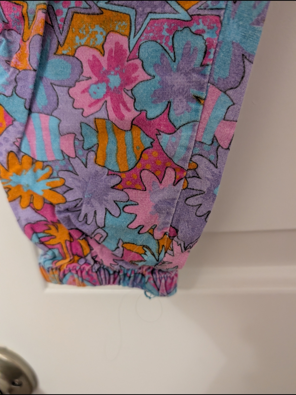 Vintage Kids Vibrant All Over Print Joggers 100% Cotton Flower Star Heart - Picture 3 of 5